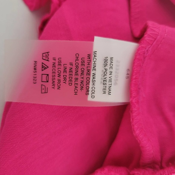 Riley & Rae Cropped Smocked Tank Top Bright Rose Pink Barbie Size XL - Picture 8 of 8